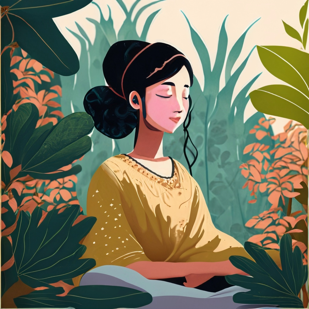 Woman surrounded by plants